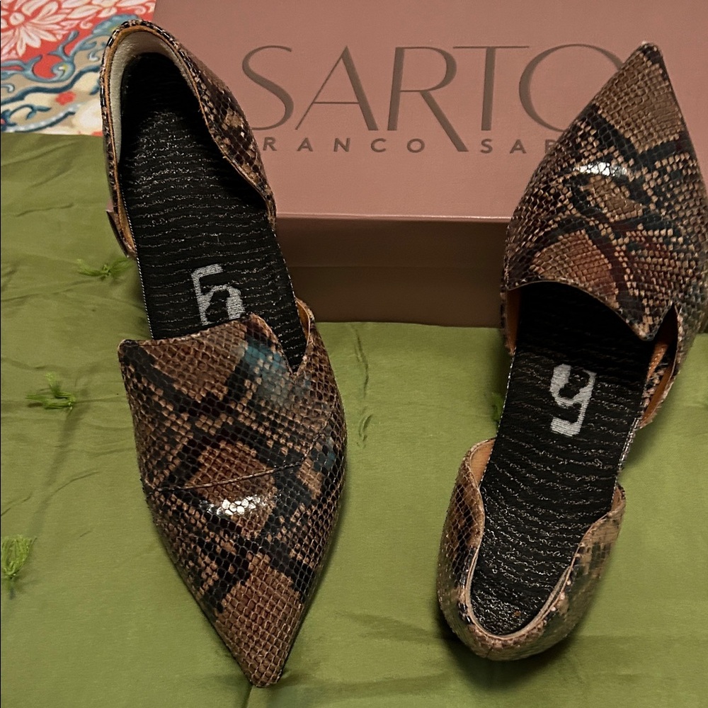 Franco Sarto Brown Snake Pattern Flats